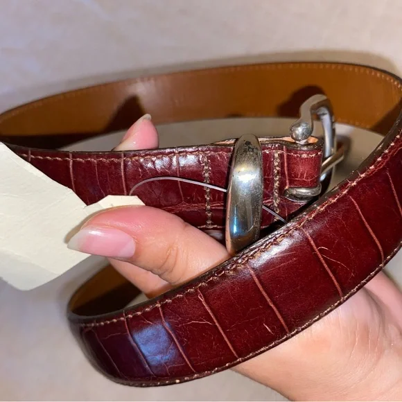 King Ranch Brown Leather Belt with Silver Buckle - Picture 2 of 7